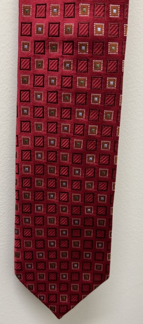 Ermenegildo Zegna Men’s Red Silk Print Tie Worn Once